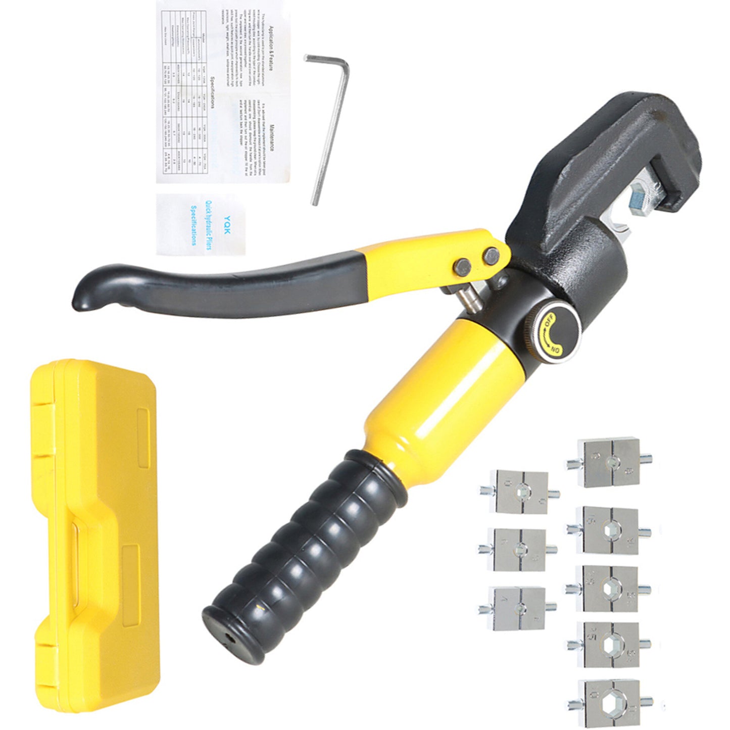 ALL-CARB 5 Ton Hydraulic Crimping Tool with 9 Dies Hydraulic Wire Battery Cable Lug Terminal Crimper Crimping Tool Set for Welding Cables Power Wires Electrical Cables