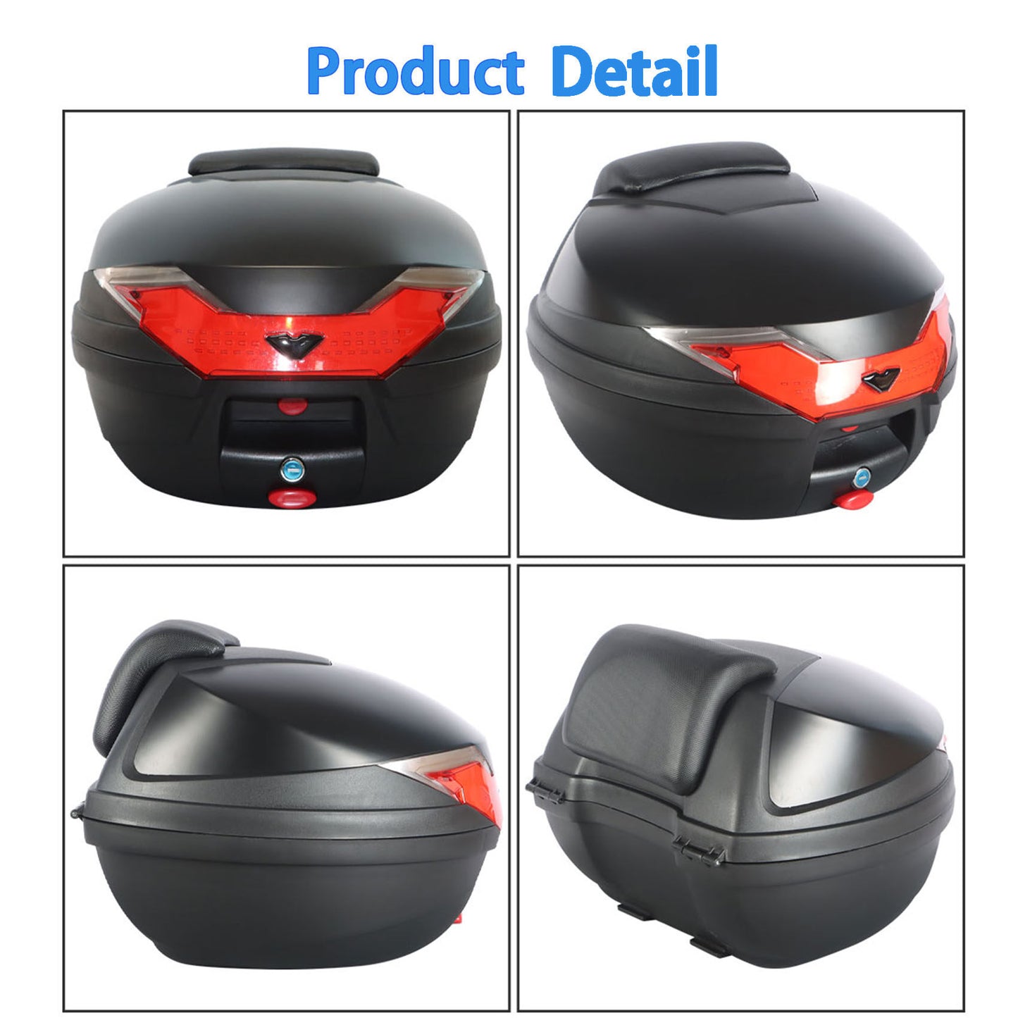 ALL-CARB Black Motorcycle Rear Top Box Tail Trunk Luggage Storage Case Tour Tail Scooter Trunk Luggage Storage Carrier Case 32L Extremely Spacious Heavy-Duty Locking with 2 Keys