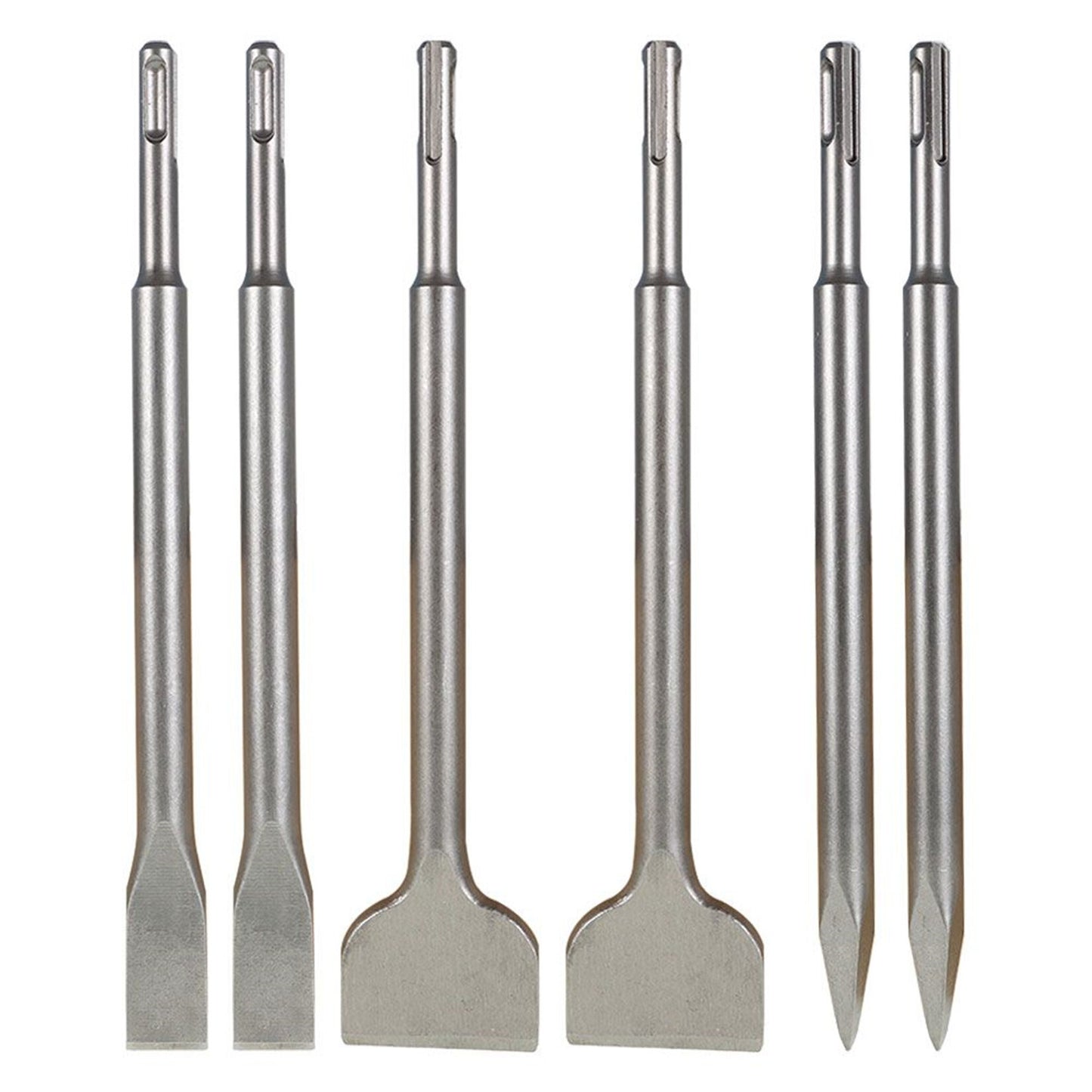 ALL-CARB SDS Plus Chisel Set, 6-Piece 40Cr Steel Concrete Drill Bit Set, Rotary Hammer Bits Chisel Set Including Point Chisel, 20mm Flat Chisel, 40mm Flat Chisel