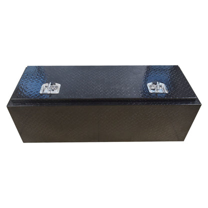 ALL-CARB 48 Inch Trailer Tongue Tool Box Aluminum Heavy Duty Truck Pickup Underbody Underbed Storage Organizer 5 Bar Tread Tool Box Weather Resistant Seal w/Lock & Keys Black