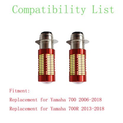 ALL-CARB 2 Pack H6M 70023 102LED 6000K White Headlight Bulb Replacement for Yamaha 700 700R 2006-2018