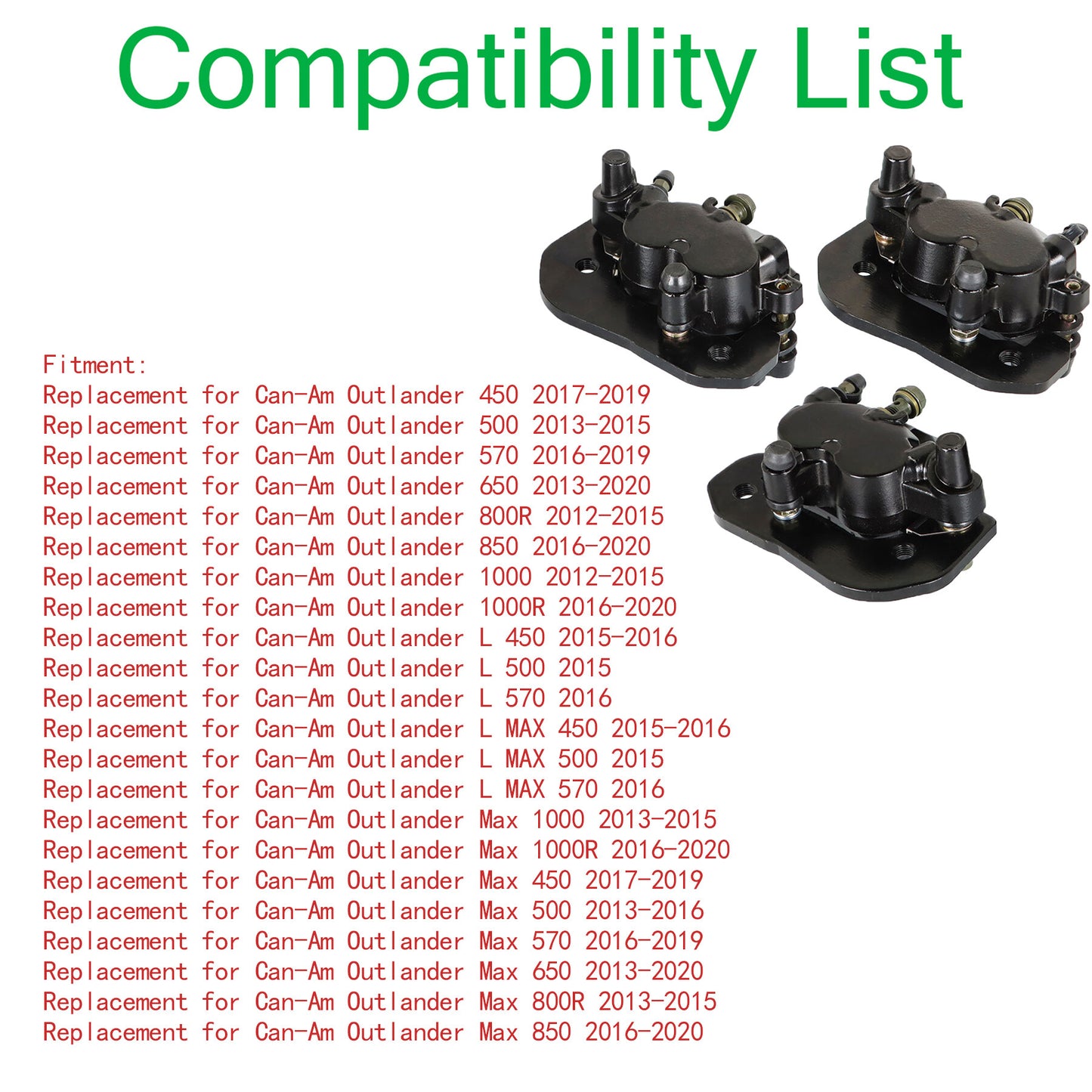 ALL-CARB Front + Rear Brake Calipers Replacement for Can-Am Outlander 450 500 570 1000 4X4 w/Pads