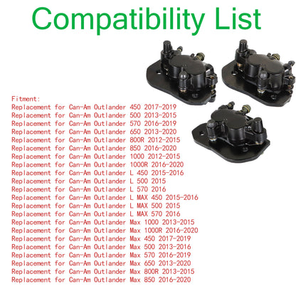 ALL-CARB Front + Rear Brake Calipers Replacement for Can-Am Outlander 450 500 570 1000 4X4 w/Pads