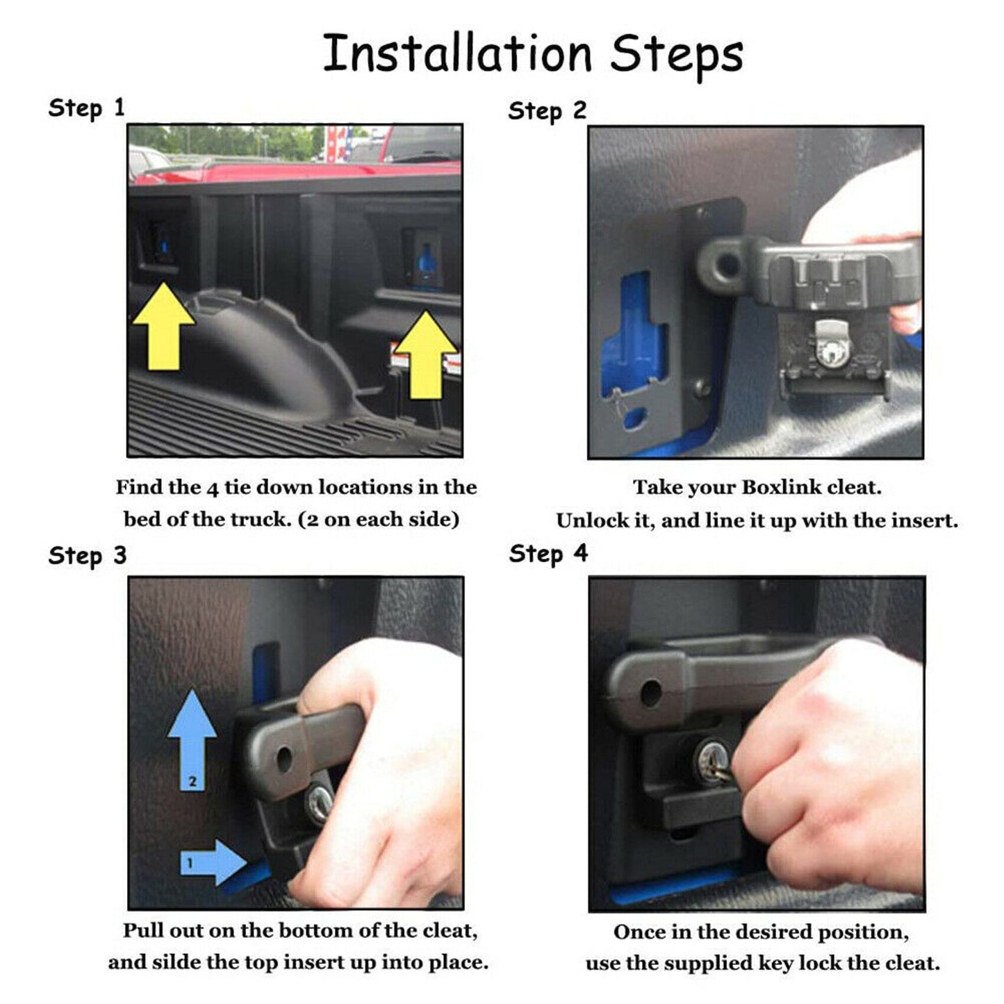 ALL-CARB Pack of 4 Box Tie Down Truck Bed Cleats Locking Replacement for F-150 F-250 Super Duty F-350 Super Duty 2015-2020 FL3Z99000A64B