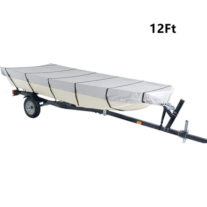 ALL-CARB 600D Water Proof Heavy Duty Trailerable Boat Cover Replacement for Jon Boat 12ft length and Beam Width to 56inches Grey