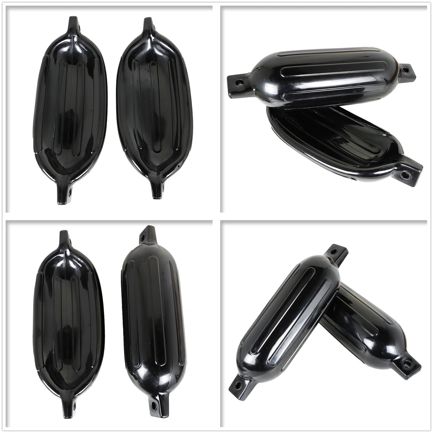 ALL-CARB 5.5 x 20 Inches Boat Fenders Vinyl Ribbed Marine Boat with Fender Lines & Pump to Inflate