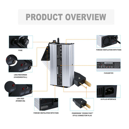ALL-CARB 36V 5A Battery Charger Crows Foot Plug Replacement for Yamaha EZGO DS TXT Club Car Golf Cart