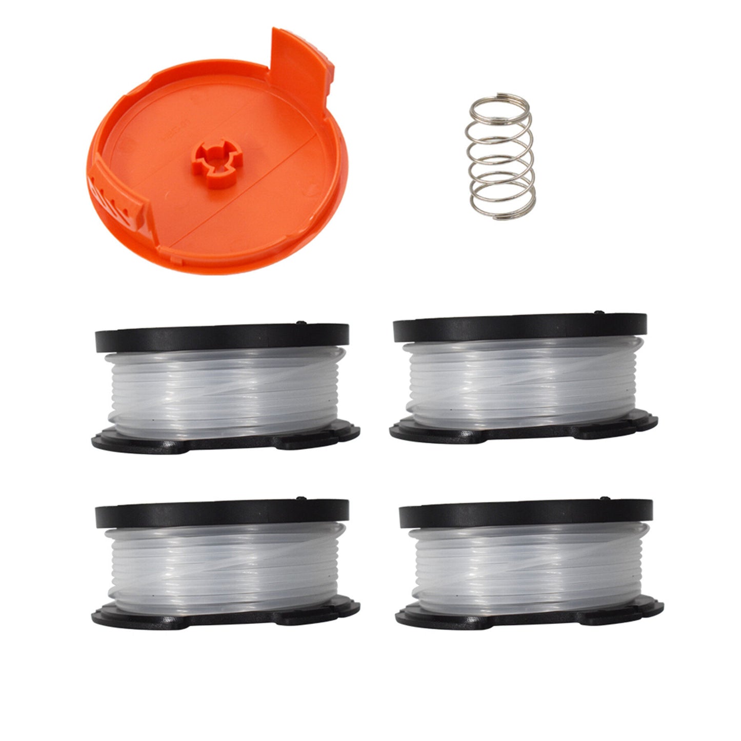 4-Pack 30ft 0.065 inch Line Weed Eater String Trimmer Replacement Spool Replacement for String Trimmers (4-Line Spool 1 Cap 1 Spring)