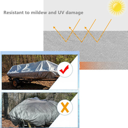 ALL-CARB Heavy Duty PEVA Waterproof Boat Cover 14-16ft long 90 Beam Width Replacement for V-Hull Fishing Boat V-Hull Tri-Hull Runabout Bass Boat Fish Ski Pro-Style Bass Boat Gray