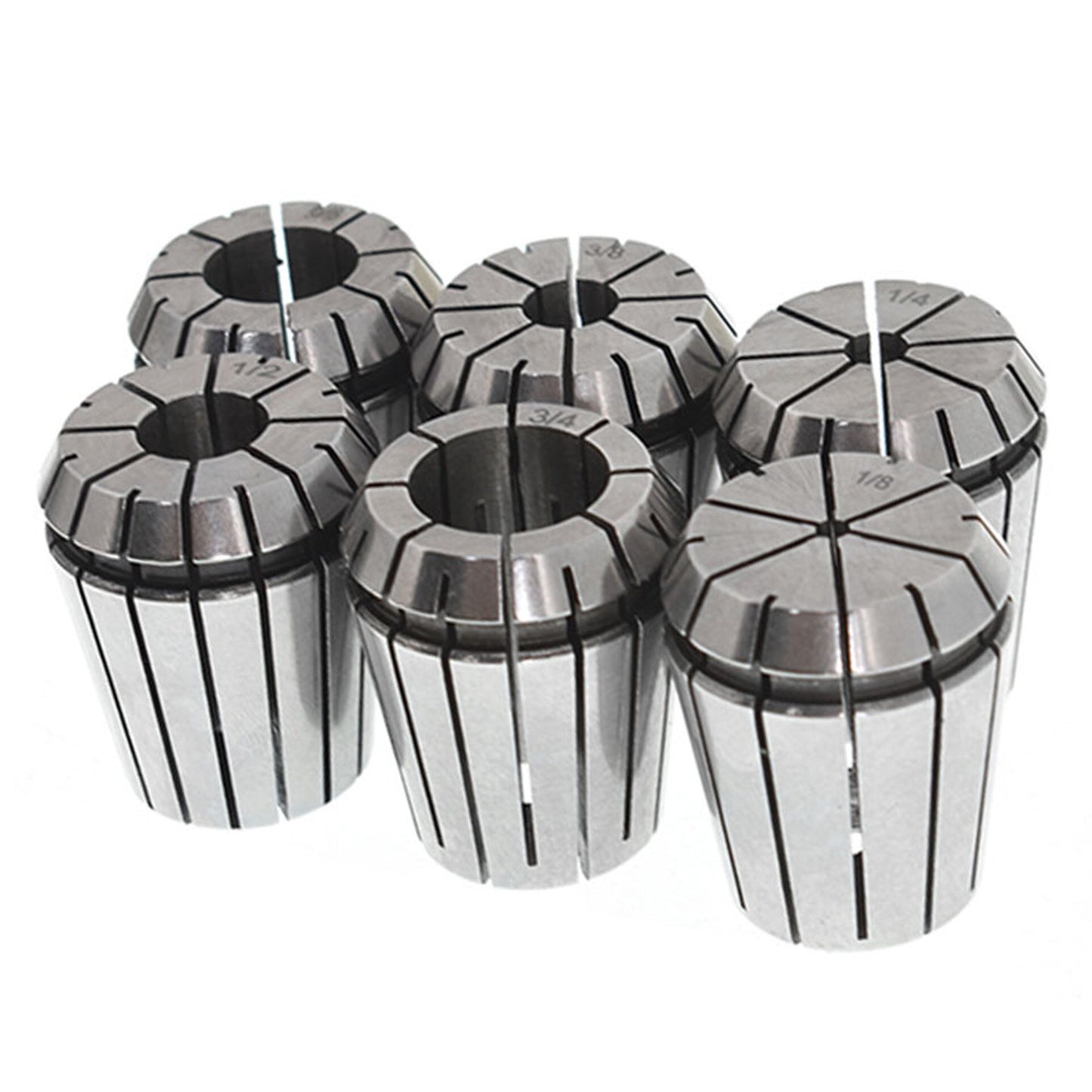 ALL-CARB 6 Pcs ER32 Collet Chuck Diameter 1/2, 1/4, 3/4, 1/8, 3/8, 5/8 Inch Elastic Milling Cutter Chuck, Fit for CNC Engraving Machine