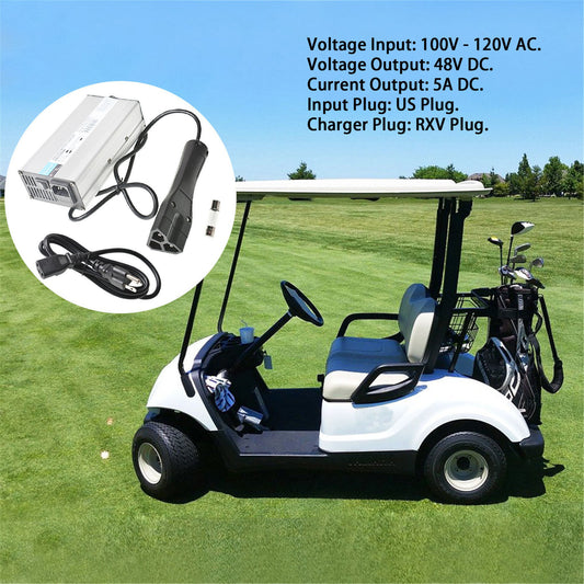 ALL-CARB 48V 5A Battery Charger Replacement for Yamaha Star EZGO DS TXT RXV Plug Golf Cart Club Car