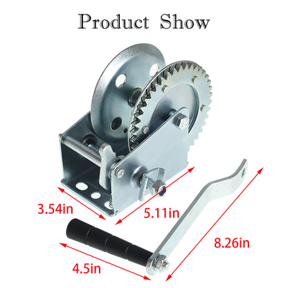 ALL-CARB 1100 Capacity Winch Heavy Duty Hand Winch Hand Crank Strap Gear Winch for Boat, Trailer