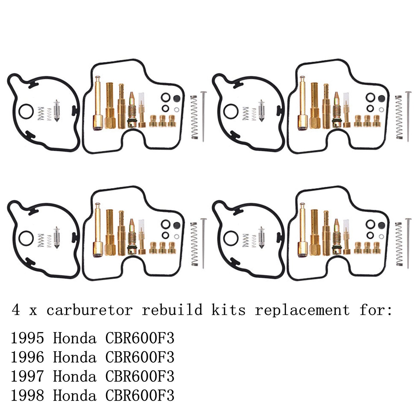 ALL-CARB 4-Piece Carburetor Carb Repair Rebuild Kits Replacement for Honda CBR600F3 CBR600 1995 1996 1997 1998