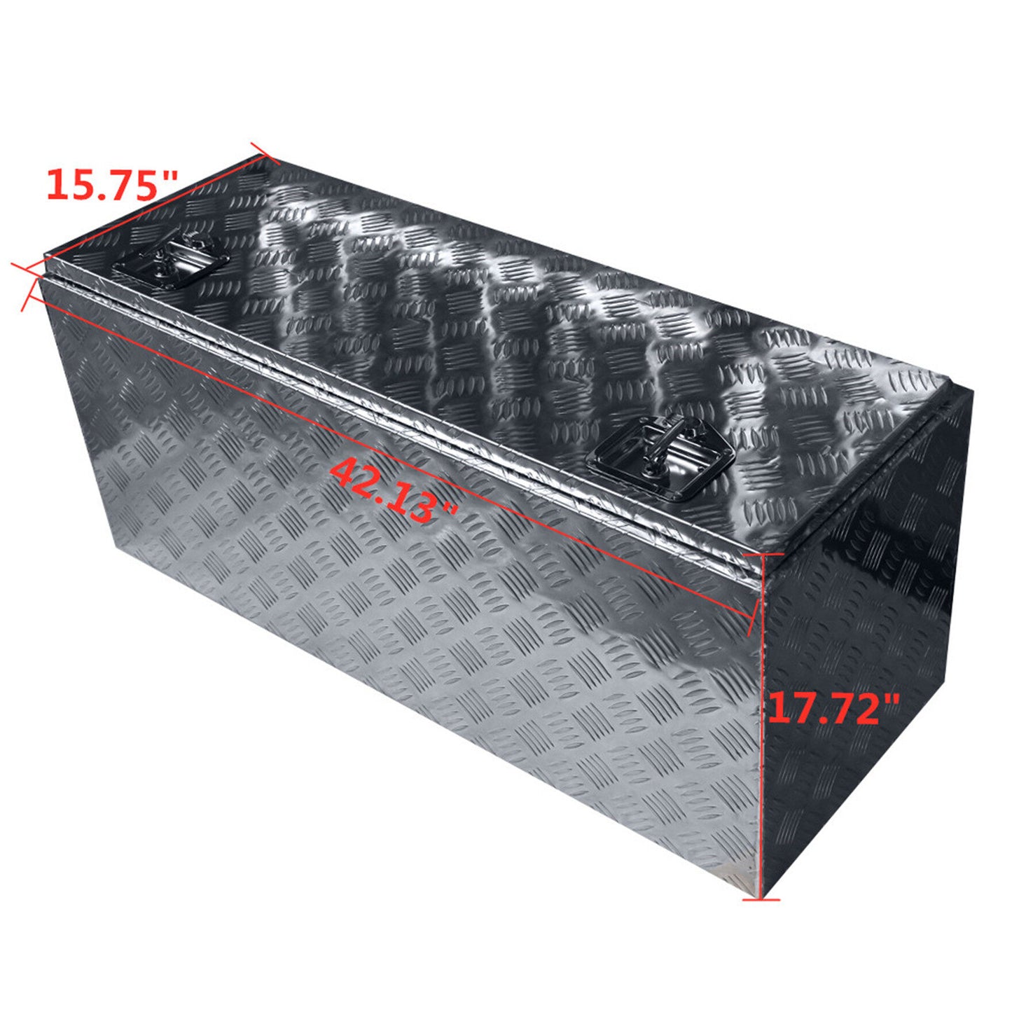 ALL-CARB 42 Inch Trailer Tongue Tool Box Aluminum Heavy Duty Truck Pickup Underbody Underbed Storage Organizer 5 Bar Tread Tool Box Weather Resistant Seal w/Lock & Keys Siver