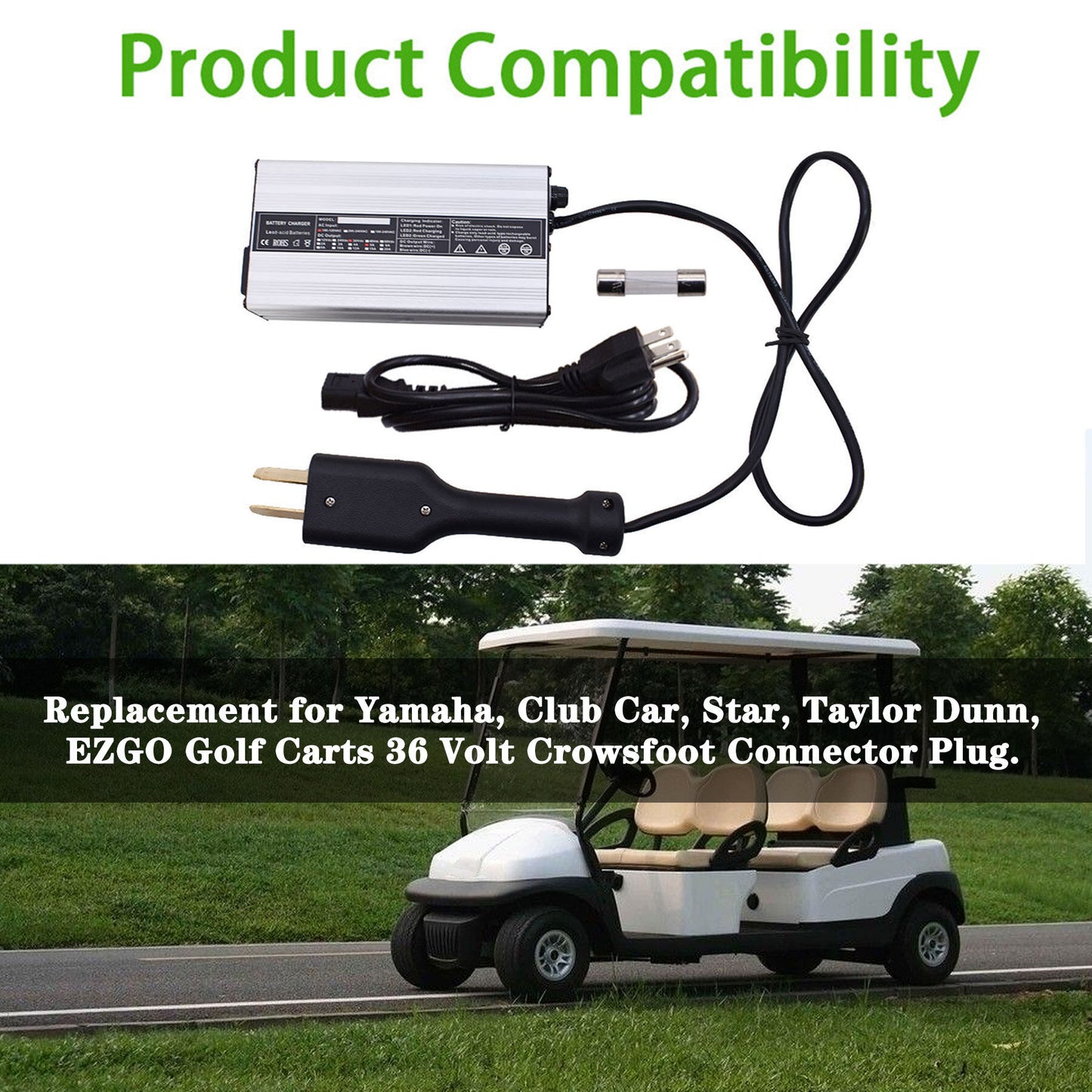 ALL-CARB 36 Volt 5 Amp Golf Cart Battery Charger with Crows Foot Plug Replacement for Yamaha DS EZGO TXT Club Car Golf Cart