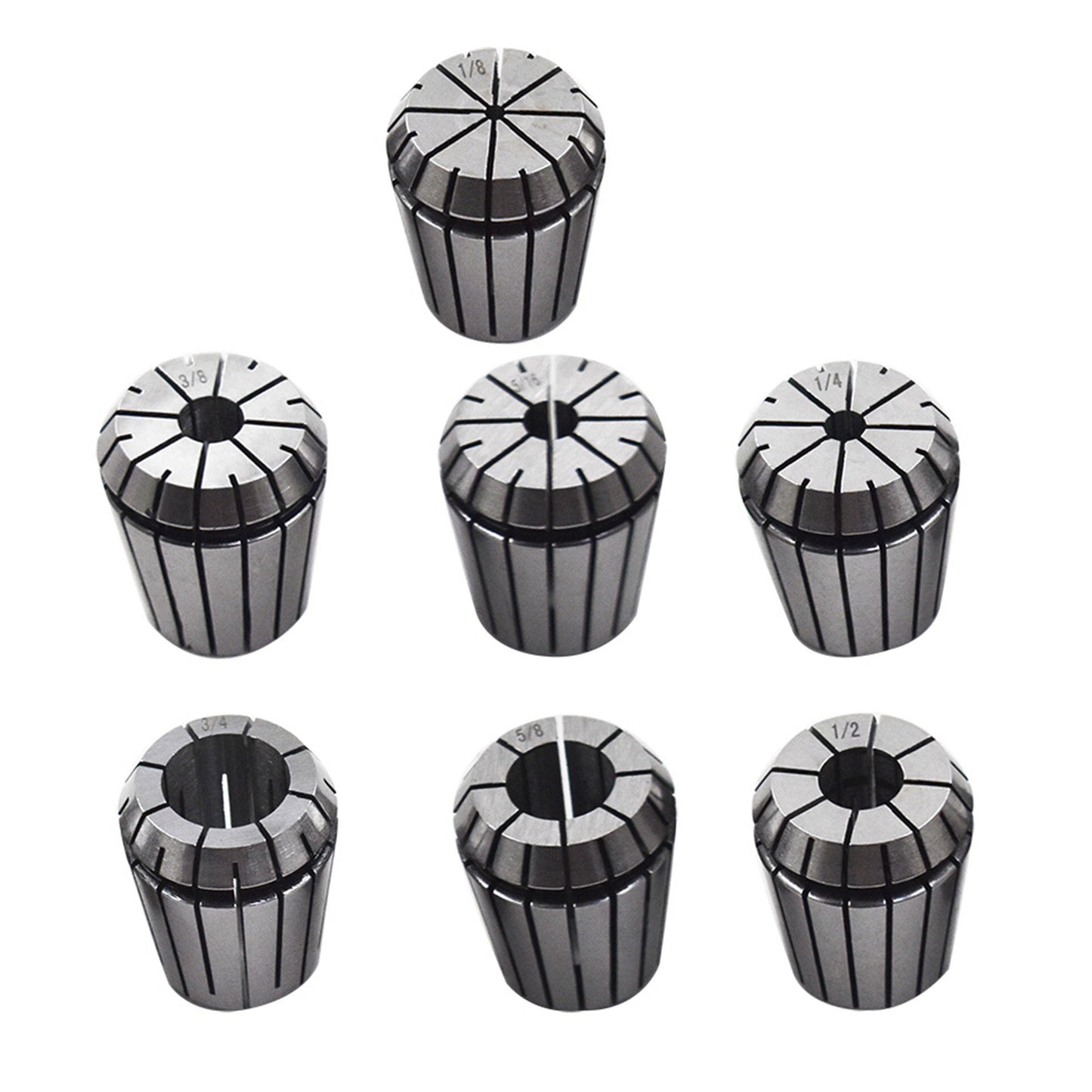 ALL-CARB 7Pcs ER32 Spring Collet Set 1/8 - 3/4 Inch for CNC Milling Lathe Tool and Engraving Machine Carbon Steel