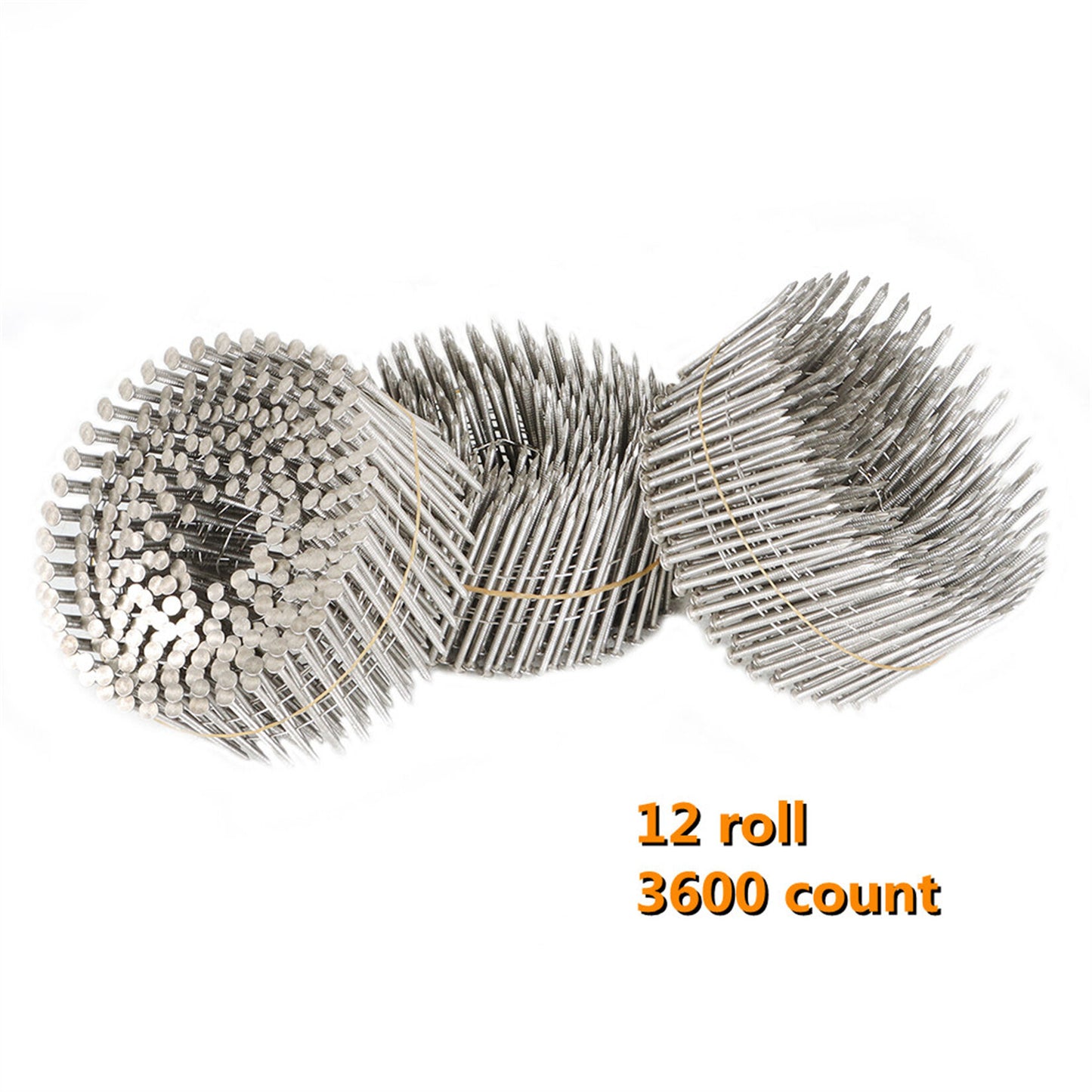 3600 Count 2-1/2 Inch x .090-Inch 15-Degree Ring Shank 304 Stainless Steel Siding Nails Collated Wire Coil Siding Nails for Cement Board Siding or Fencing