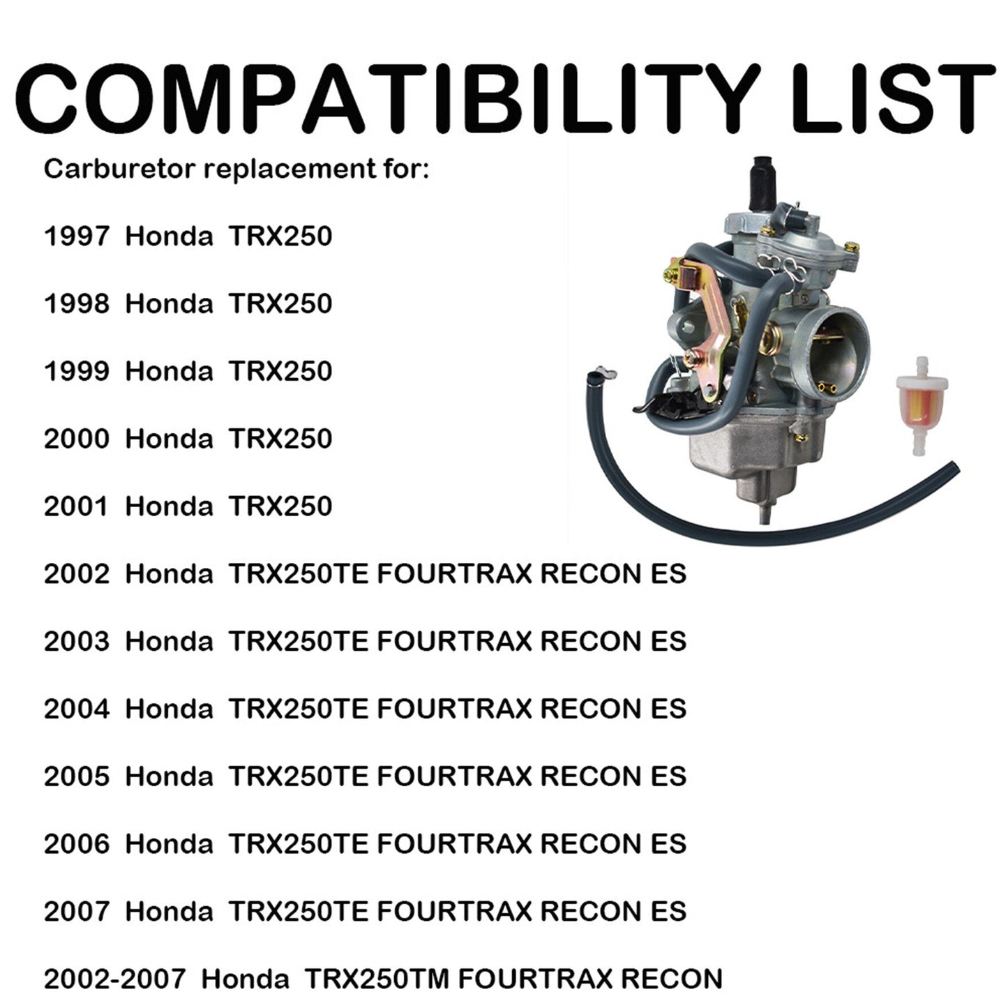 Carburetor Replacement for Honda TRX250 Recon TRX250TE TRX250TM 1997-2007