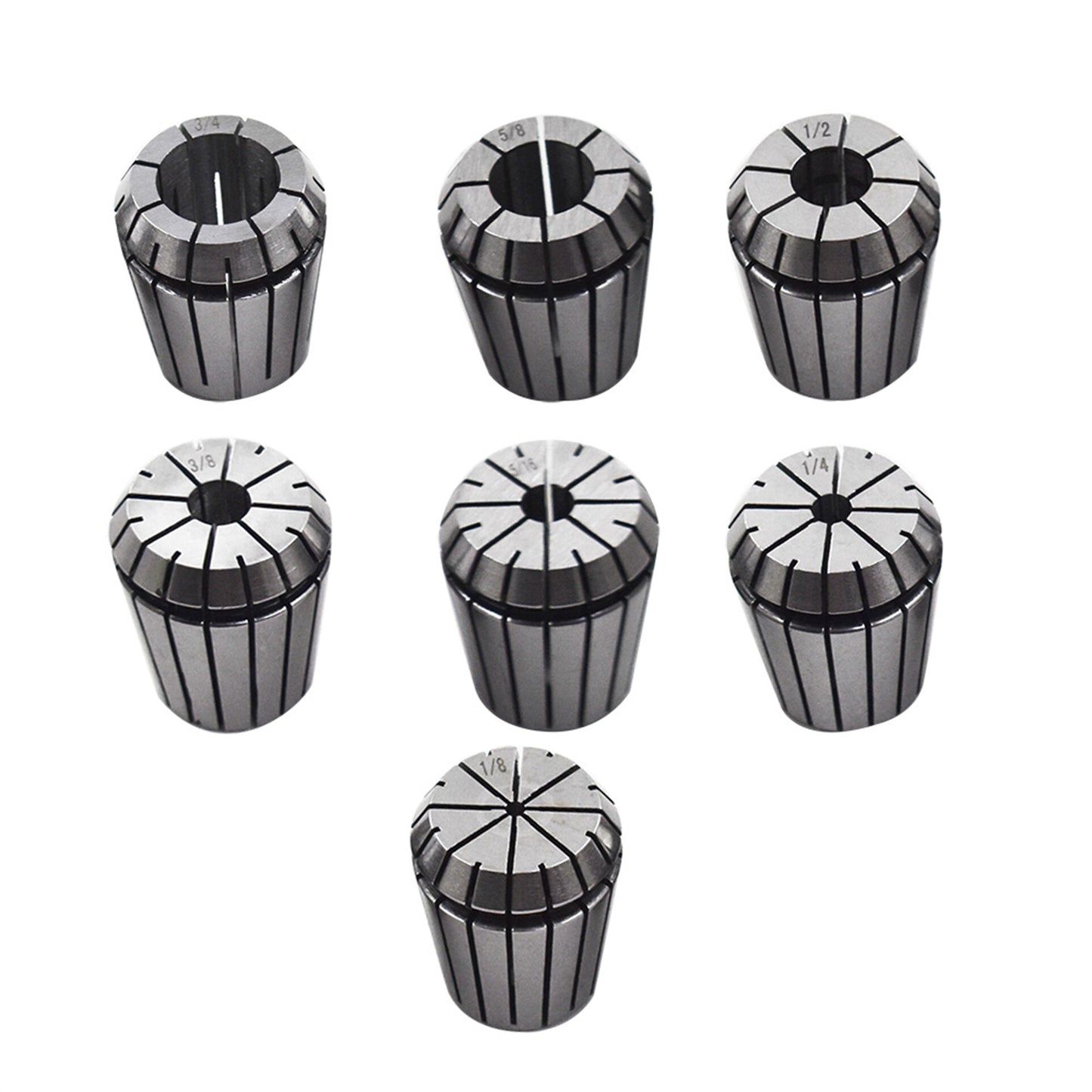 ALL-CARB 7Pcs ER32 Spring Collet Set 1/8 - 3/4 Inch for CNC Milling Lathe Tool and Engraving Machine Carbon Steel