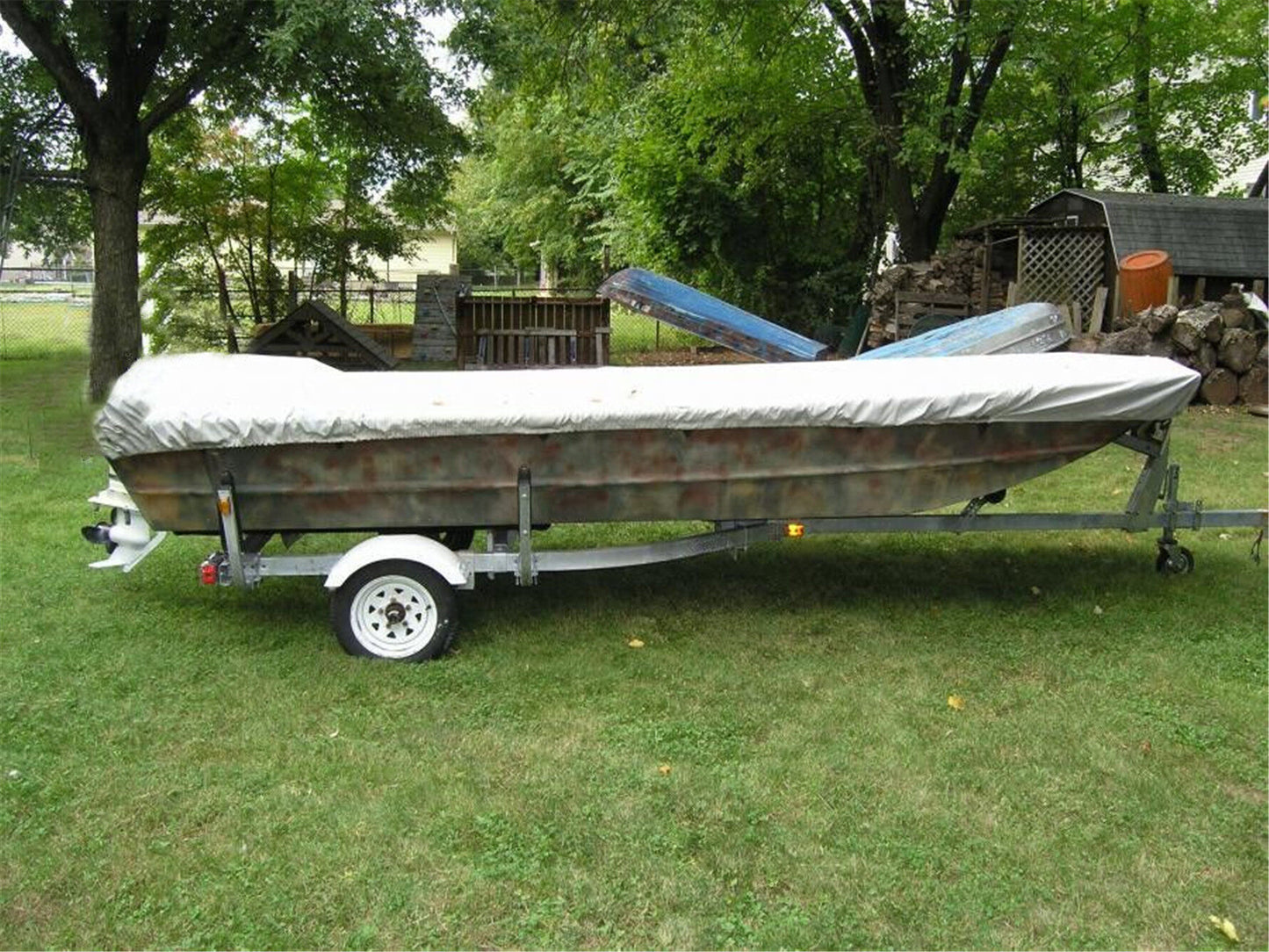 ALL-CARB 600D Water Proof Heavy Duty Trailerable Boat Cover Replacement for Jon Boat 12ft length and Beam Width to 56inches Grey