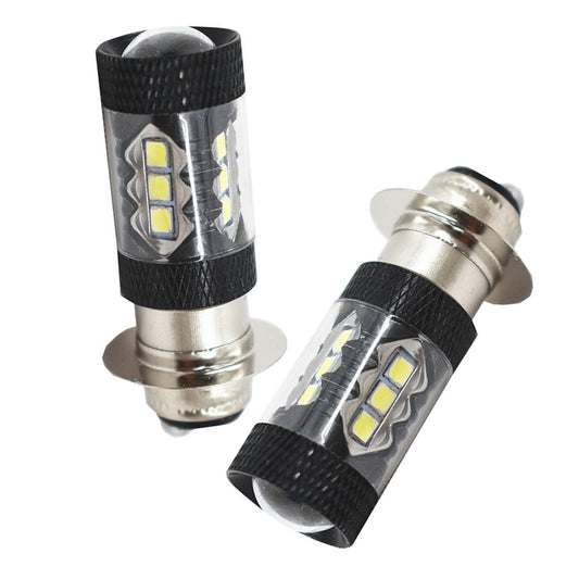 ALL-CARB 2 LED Headlight Bulbs 80W White LED Motorcycle Fog DRL Dual Light Bulb Replacement for Honda Kawasaki Suzuki Yamaha