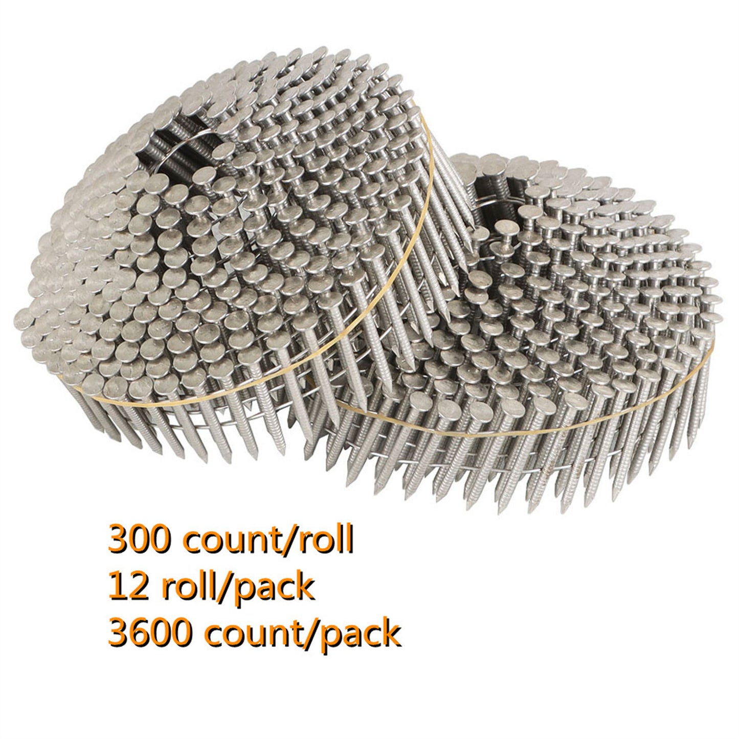 ALL-CARB 15 Degree Stainless Steel Siding Nails 1-1/4-Inch x .090-Inch Collated Wire Coil Roofing Nails 304 Stainless Steel 3600 Count