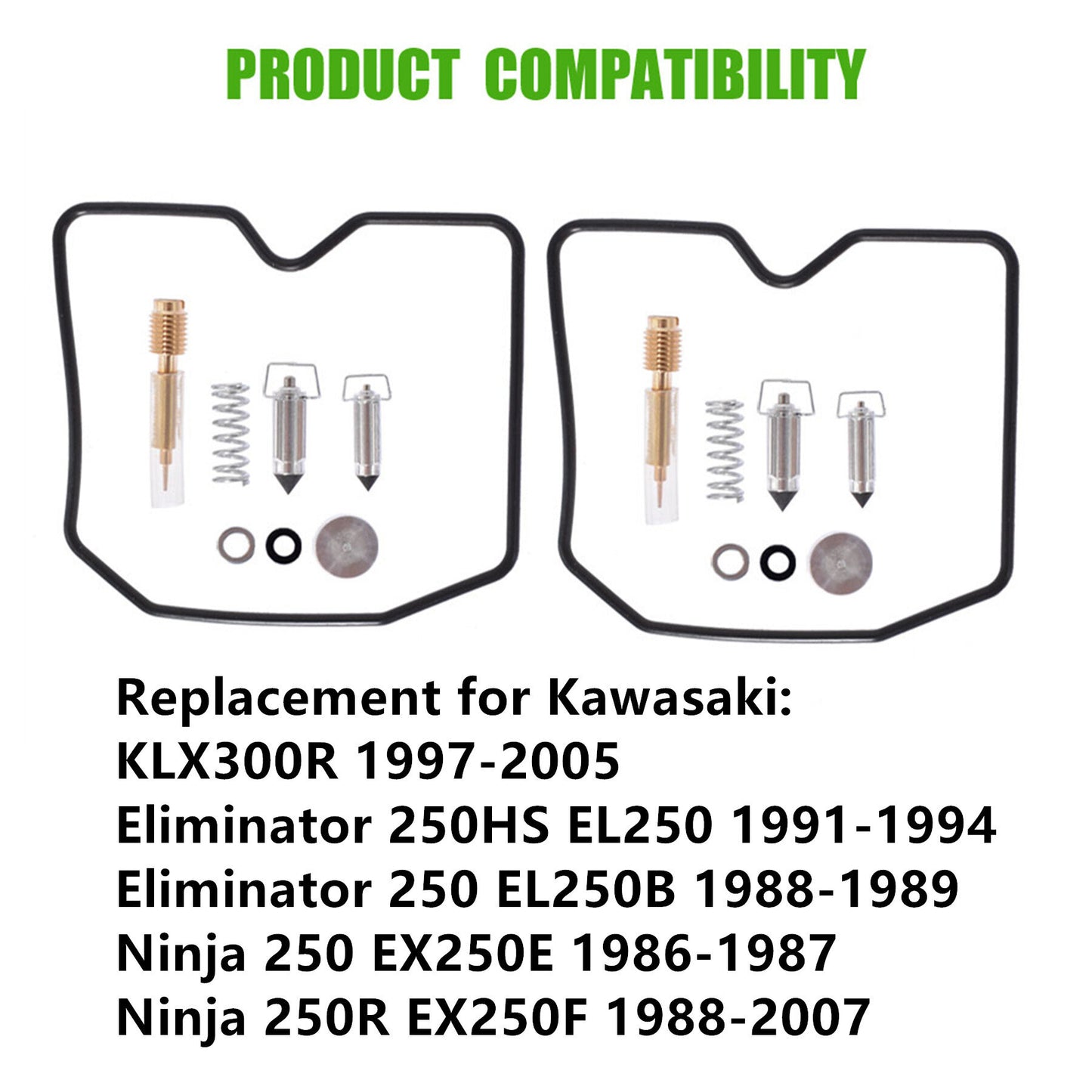 ALL-CARB 2 x Carb Carburetor Rebuild Repair Kits Replacement for Kawasaki Ninja EX250E 250 Eliminator EL250 250HS