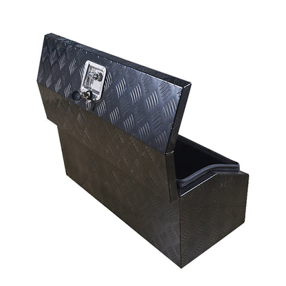 ALL-CARB 30 Inch Trailer Tongue Tool Box Aluminum Heavy Duty Truck Pickup Underbody Underbed Storage Organizer 5 Bar Tread Tool Box Weather Resistant Seal w/Lock & Keys Black