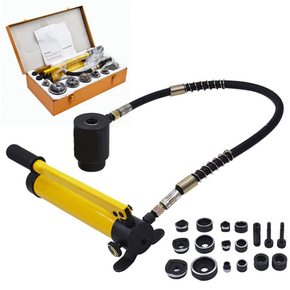 ALL-CARB 10 Ton 1/2 Inch to 2 Inch Hydraulic Knockout Punch Driver Tool Kit with 6 Dies Hole Complete Tool Electrical Conduit Hole Cutter Set