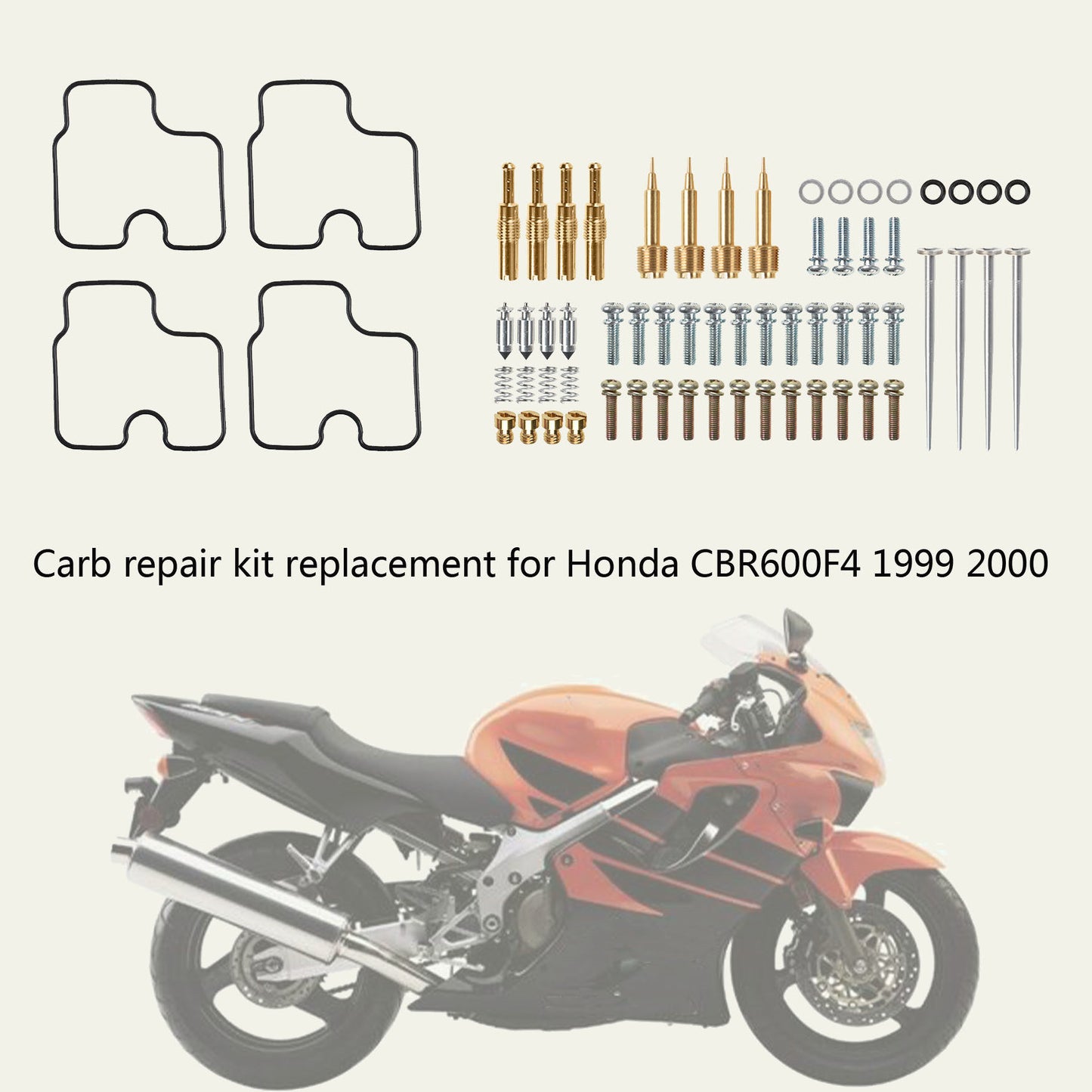 ALL-CARB 4x Carburetor Carb Repair Rebuild Kits Replacement for Honda CBR600F CBR 600F F4 F4I 600 1999 2000