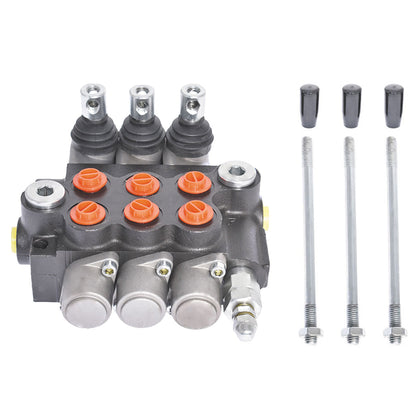 ALL-CARB Hydraulic Valve 3 Spool Hydraulic Directional Control Valve Double Acting Control Valve 11 GPM 3600 PSI SAE Ports