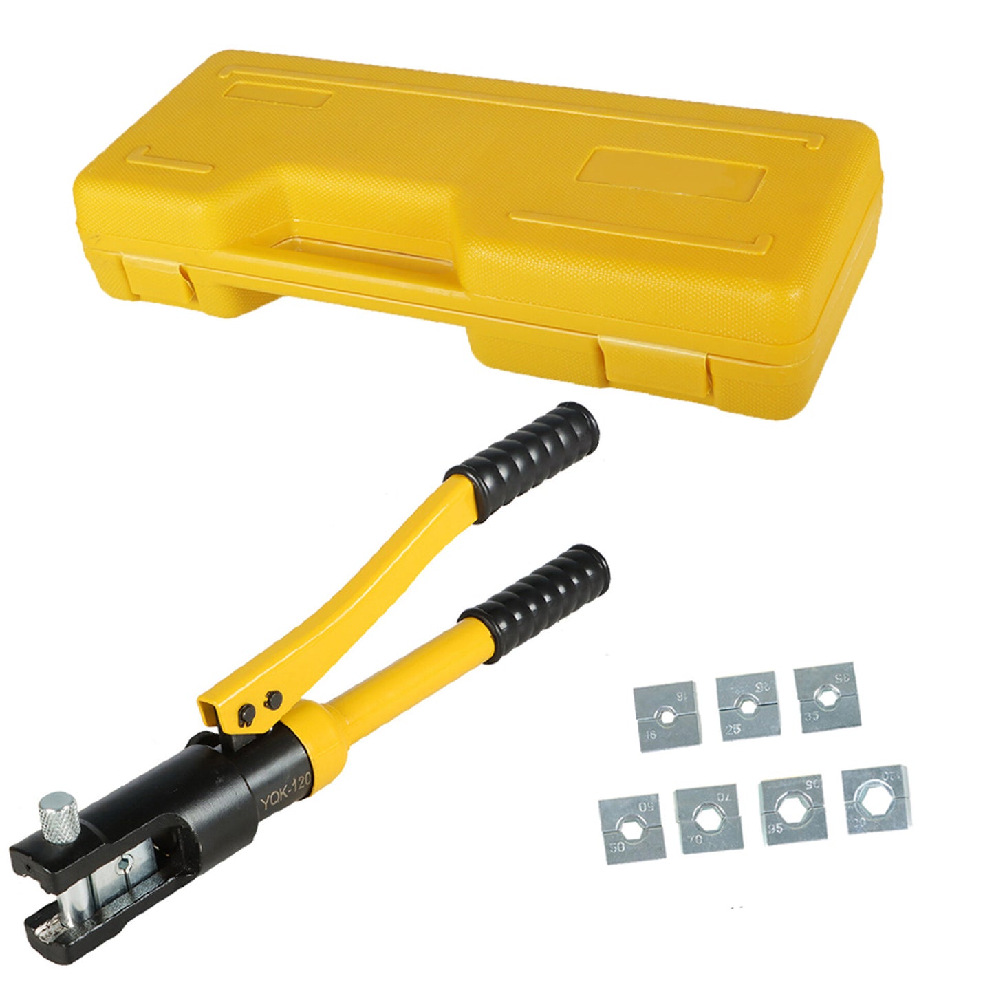 ALL-CARB 12 Ton Hydraulic Cable Lug Crimper Hydraulic Wire Crimper Battery Lug Terminal Cable Crimping Tool with 8 Pairs of Dies