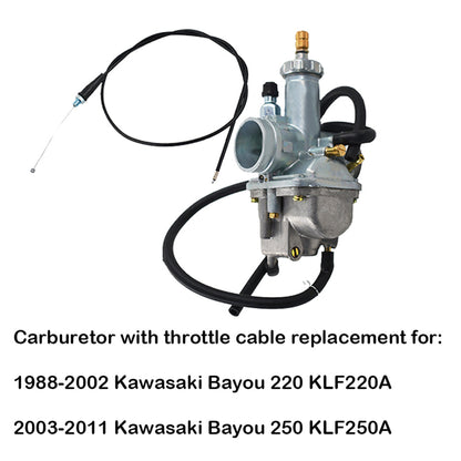Carburetor Carb with Throttle Cable Fit for Kawasaki Bayou 220 1988-1998 Bayou 250 2003-2011