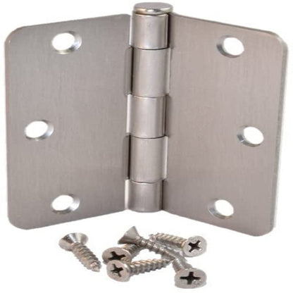 ALL-CARB 3.5 Inch x 3.5 Inch Door Hinges Satin Nickel 1/4 inch Radius Corner Hardware Controls 30 Pack
