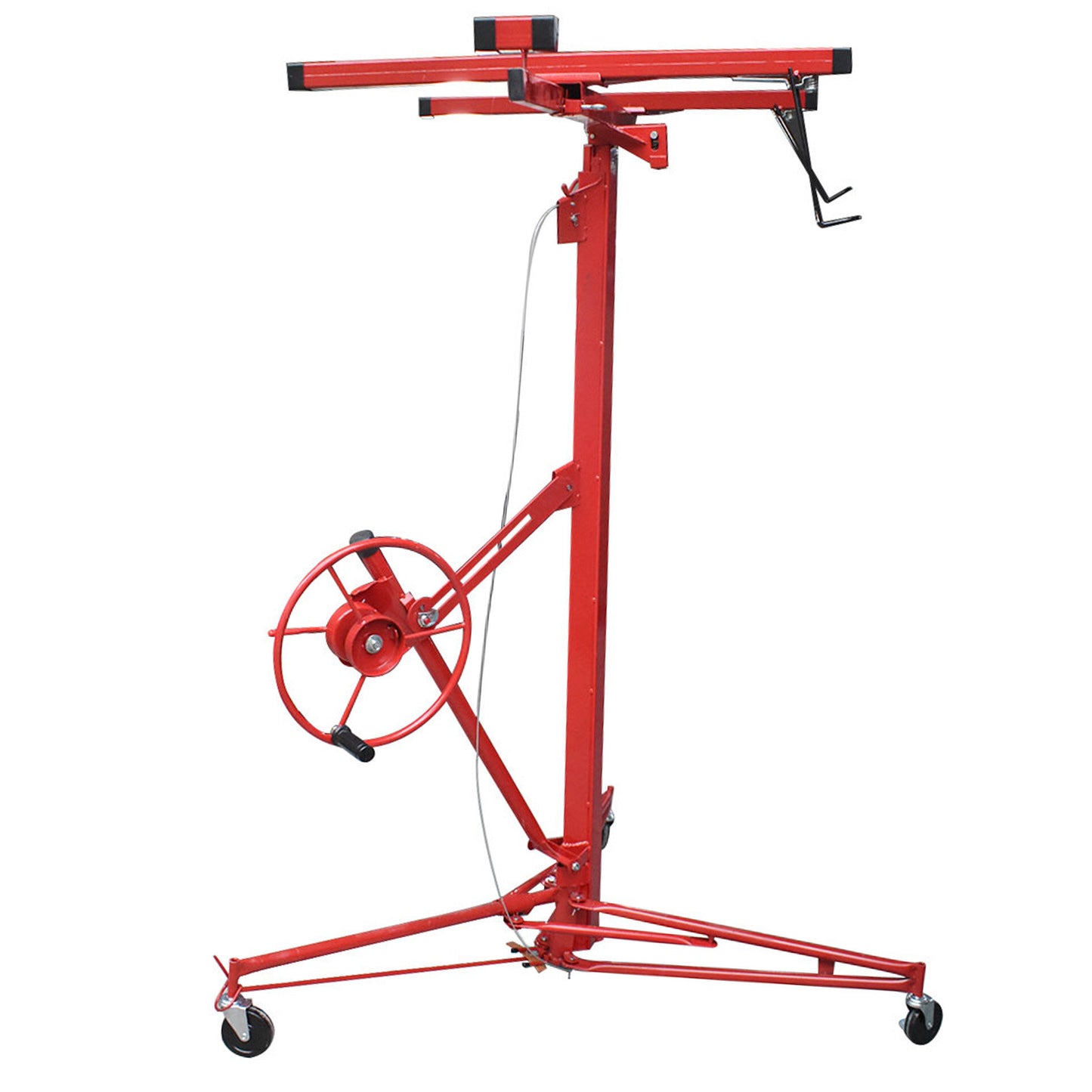 ALL-CARB 16FT Drywall Lift Rolling Panel Hoist Jack Lifter Construction Caster Wheels Lockable Tool Red