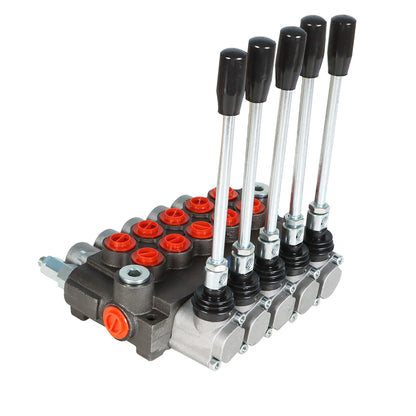 ALL-CARB Hydraulic Valve 5 Spool Hydraulic Directional Control Valve Double Acting Valve 13 GPM 3600 PSI SAE Ports for Tractors Loaders Tanks