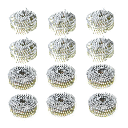 ALL-CARB 3600 Count Siding Nails 2-1/2-Inch x .090-Inch Wire Collated Coil Thickcoat Galvanized 15-Degree Ring Shank for Rough Nailing of Lathing and Sheathing Materials