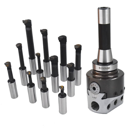 ALL-CARB 12Pcs R8 Shank 3 Inch Boring Head 3/4 Carbide Boring Bar Set Fit for Bridgeport Milling