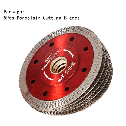 ALL-CARB 5Pcs 4 Inch Diamond Porcelain Saw Blades Ceramic Cutting Disc Wheels for Cutting Ceramic Tile Porcelain Granite Marbles