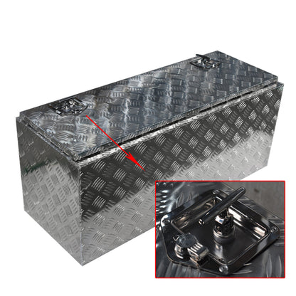 ALL-CARB 42 Inch Trailer Tongue Tool Box Aluminum Heavy Duty Truck Pickup Underbody Underbed Storage Organizer 5 Bar Tread Tool Box Weather Resistant Seal w/Lock & Keys Siver