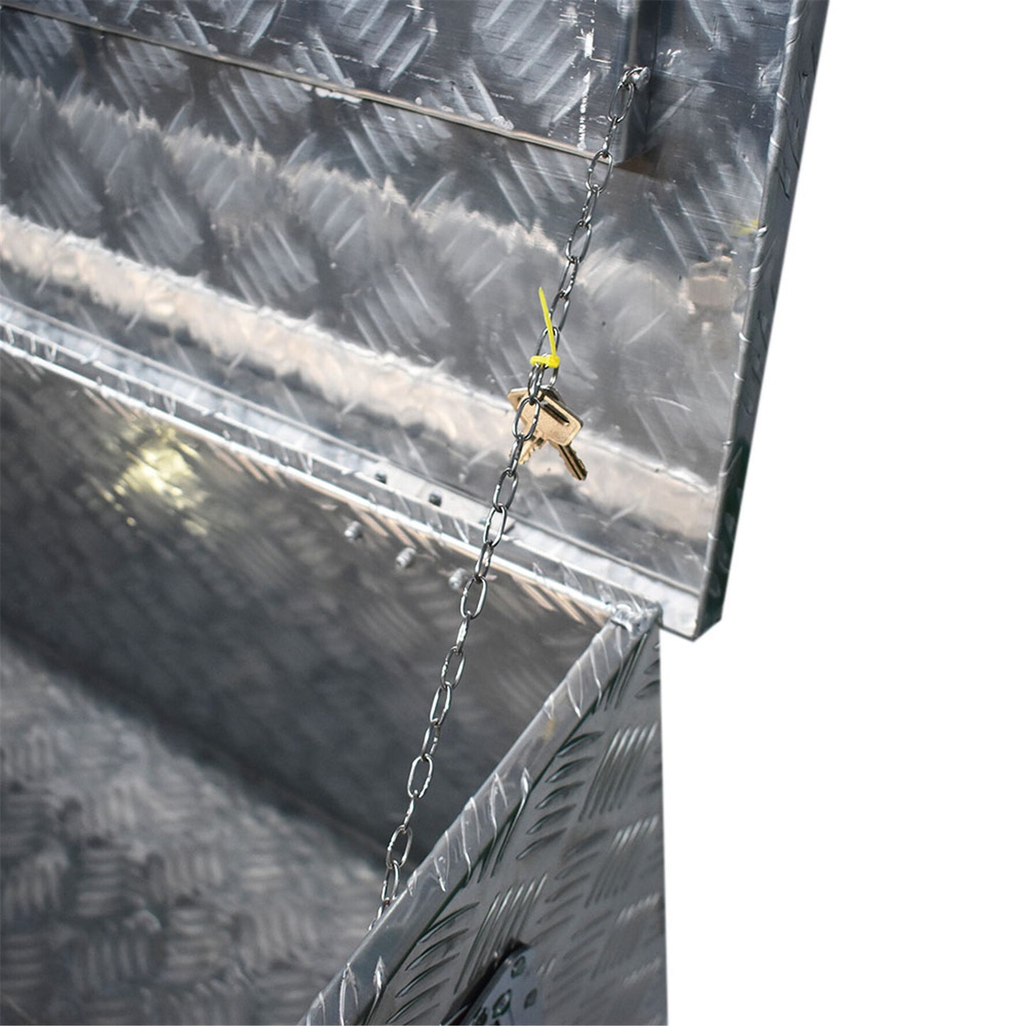 ALL-CARB 49 Inch Trailer Tongue Tool Box Aluminum Heavy Duty Truck Pickup Underbody Underbed Storage Organizer 5 Bar Tread Tool Box w/Lock & Keys Siver