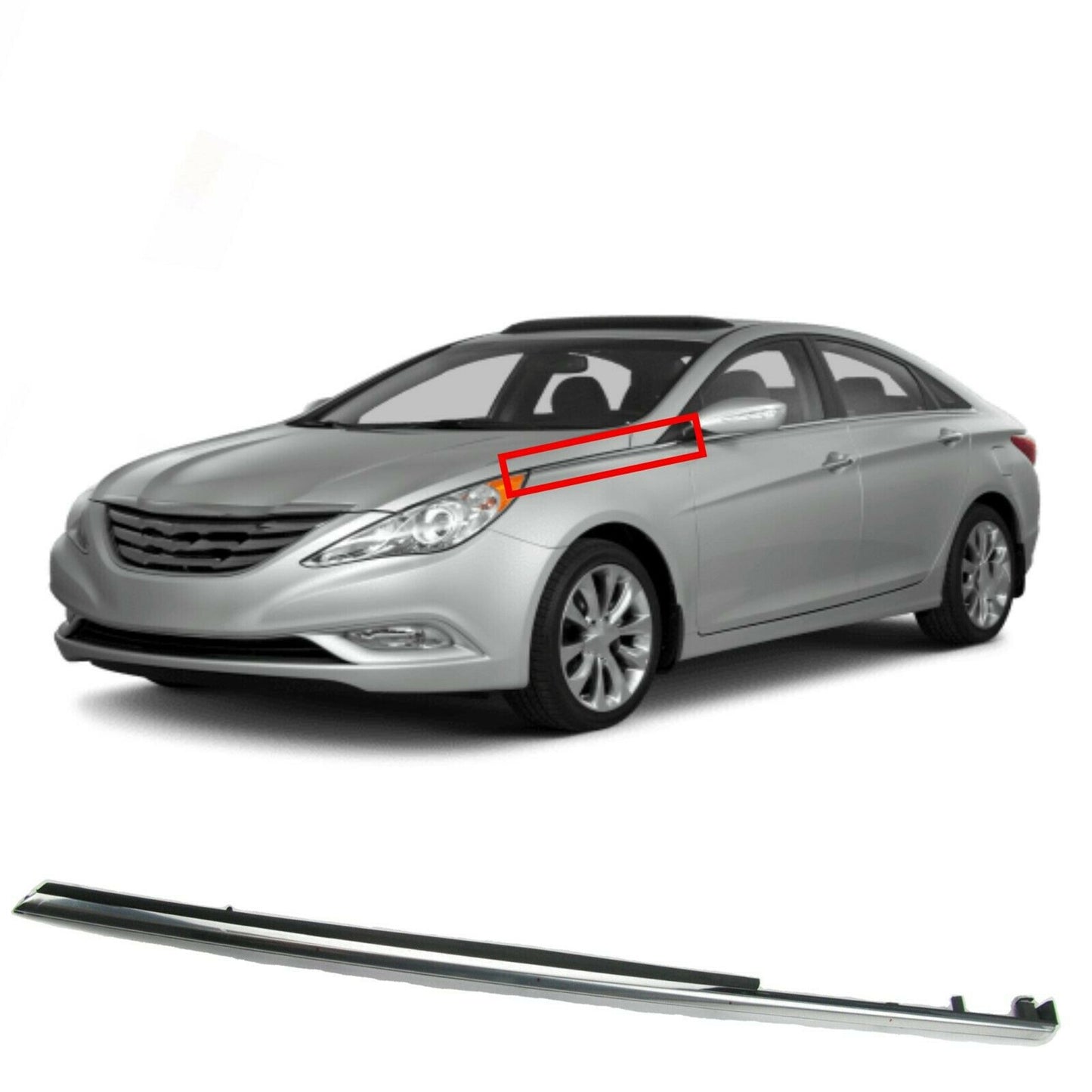 ALL-CARB Front Left Driver Upper Side Chrome Fender Garnish Molding Trim Replacement for Hyundai Sonata 2011 2012 2013 2014 877713S001