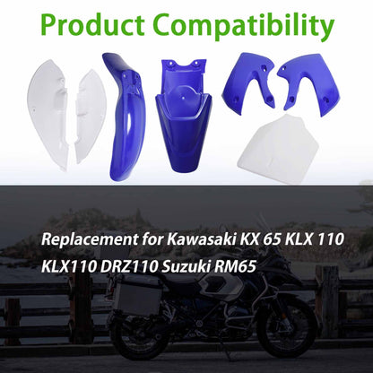 ALL-CARB Plastic Fender Fairing Replacement for Kawasaki KX 65 KLX 110 KLX110 DRZ110 Suzuki RM65 Blue