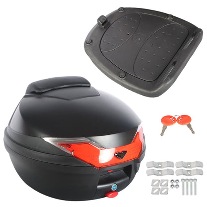 ALL-CARB Black Motorcycle Rear Top Box Tail Trunk Luggage Storage Case Tour Tail Scooter Trunk Luggage Storage Carrier Case 32L Extremely Spacious Heavy-Duty Locking with 2 Keys