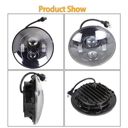 ALL-CARB 7 Inches 70W LED Projector Headlight Replacement for Electra Glide Road King Softail Springer Street Glide Softail FLHX FLD