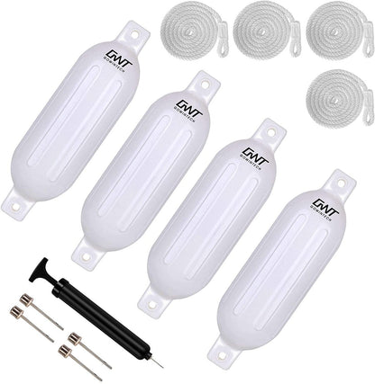 ALL-CARB 5.5x20 Inches Boat Fenders Vinyl Ribbed Marine Boat with Fender Lines