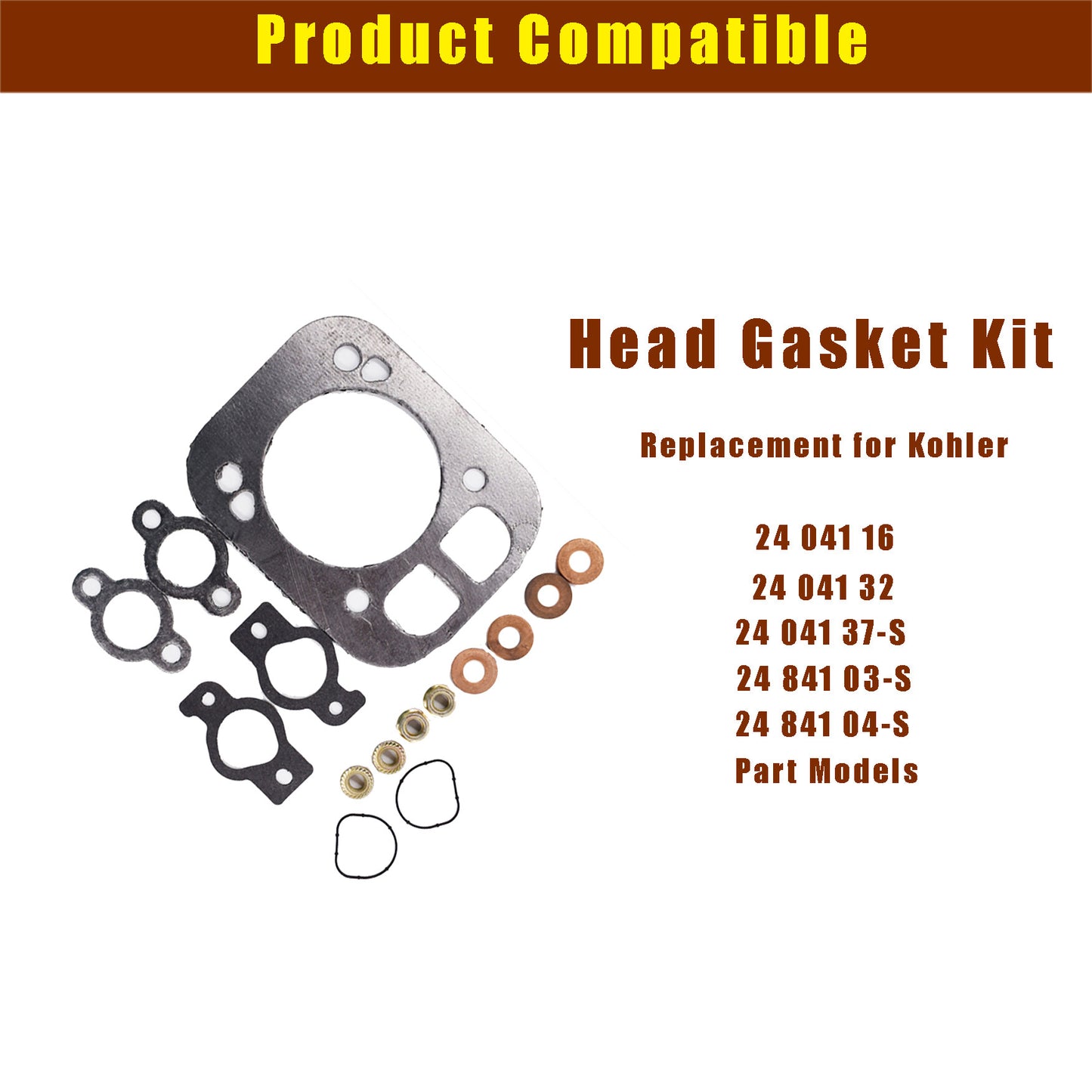 ALL-CARB 24 841 04-S Cylinder Head Gasket Kit Replacement for Kohler CV25 CV26 CV724 CV730 CH740 CH750 24 841 03-S, 24 041 37-S